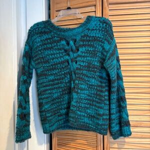Sita Murt Stripe Cable Knit Sweater Teal & Black size 36 so soft! Designer